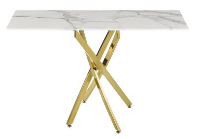 Chopstick White And Gold Console Table 120cm Marble Effect Top