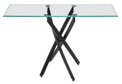 Chopstick Clear Glass And Black Console Table 120cm Tempered Top