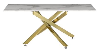 Chopstick White And Gold Coffee Table 110cm Marble Effect Top