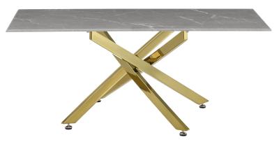 Chopstick Grey And Gold Coffee Table 110cm Marble Effect Top