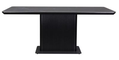 Morgan 6 Seater Black Ceramic Fluted Dining Table