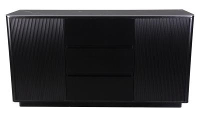 Morgan Black Ceramic Fluted Large Sideboard