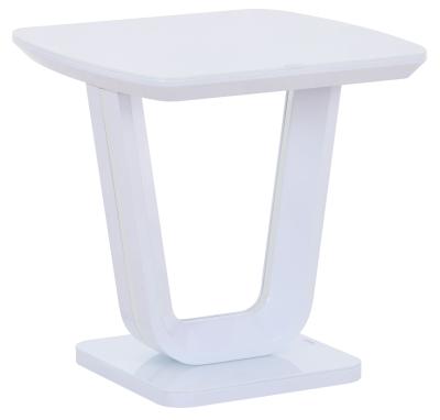 Arco White Gloss Lamp Table With Glass Top