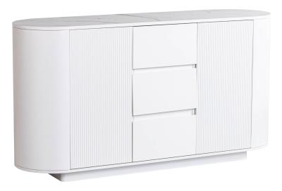 Luxor White Marble Effect Curved Fluted Sideboard