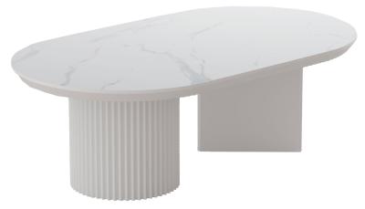 Luxor White Marble Effect Oval Coffee Table