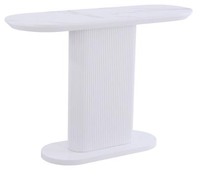 Luxor White Marble Effect Oval Console Table