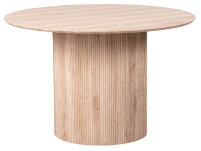 Corbin 120cm Oak Round Dining Table With Fluted Ribbed Drum Base