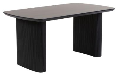 Corbin 160cm Black Oval Dining Table With Fluted Ribbed Double Pedestal Base