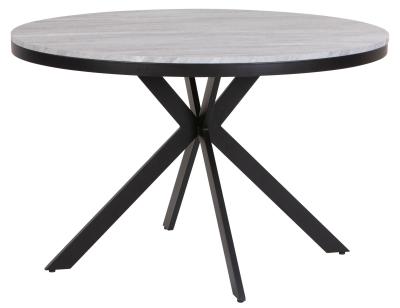 Bronx Grey Concrete Effect 4 Seater Round Dining Table With Black Spider Legs