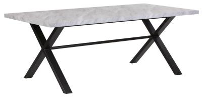 Bronx Grey Concrete Effect 8 Seater Dining Table With Black Cross Legs