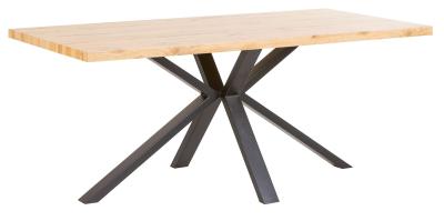 Bronx Industrial Oak Effect 6 Seater Dining Table With Black Spider Legs