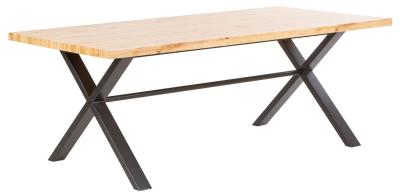 Bronx Industrial Oak Effect 8 Seater Dining Table With Black Cross Legs