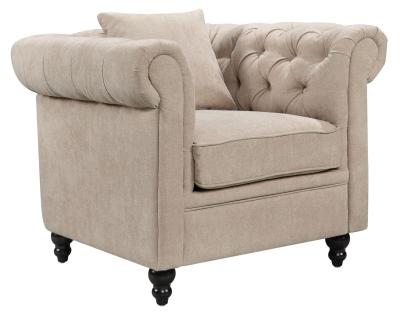 Chesterfield Beige Fabric Armchair