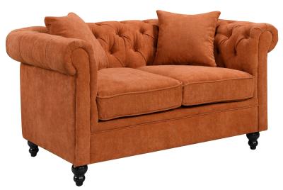 Chesterfield Burnt Orange Fabric 2 Seater Sofa