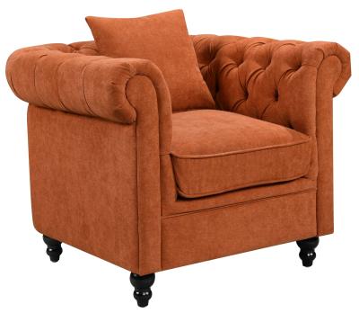 Chesterfield Burnt Orange Fabric Armchair