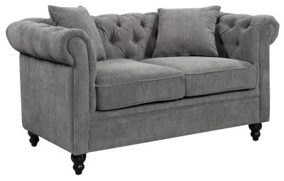 Chesterfield Grey Fabric 2 Seater Sofa