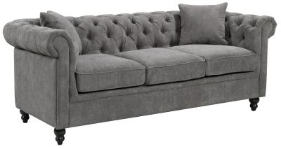 Chesterfield Grey Fabric 3 Seater Sofa