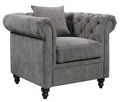 Chesterfield Grey Fabric Armchair