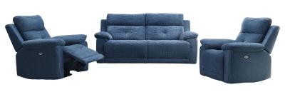 Augusta Ancona Blue Fabric 311 Seater Electric Recliner Sofa