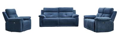 Augusta Ancona Blue Fabric 321 Seater Electric Recliner Sofa