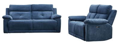 Augusta Ancona Blue Fabric 32 Seater Electric Recliner Sofa