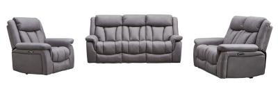 Dylan Grey Leather Look Fabric 321 Seater Electric Recliner Sofa