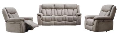 Dylan Sandstone Leather Look Fabric 311 Seater Electric Recliner Sofa