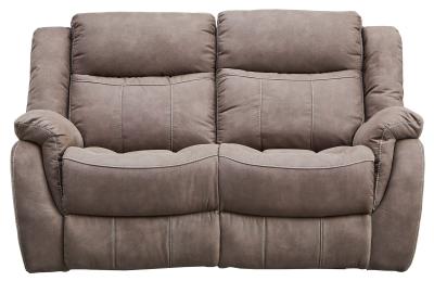 Hilbert Brown Leather Look Fabric 2 Seater Recliner Sofa