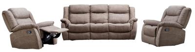 Hilbert Brown Leather Look Fabric 311 Seater Recliner Sofa