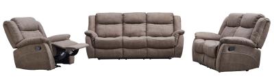 Hilbert Brown Leather Look Fabric 321 Seater Recliner Sofa