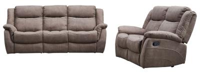 Hilbert Brown Leather Look Fabric 32 Seater Recliner Sofa