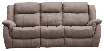 Hilbert Brown Leather Look Fabric 3 Seater Recliner Sofa