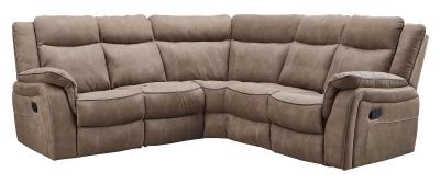 Seville Brown Leather Look Fabric Recliner Corner Sofa