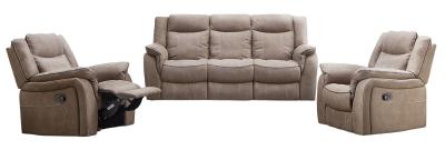 Seville Brown Leather Look Fabric 311 Seater Sofa