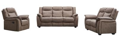 Seville Brown Leather Look Fabric 321 Seater Sofa