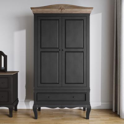 Clearance Fleur French Style Black Painted 2 Door Double Wardrobe