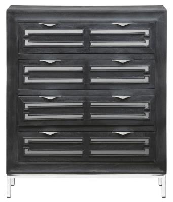 Clearance Geo Black Mirrored Chest 4 Drawer