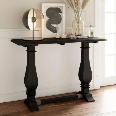 Clearance Maida Mango Wood Black Pedestal Console Table