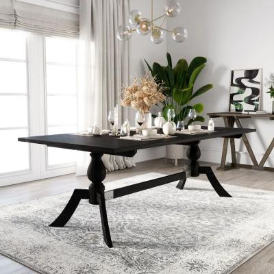 Clearance Pimlico 6 Seater Mango Wood Black Pedestal Dining Table