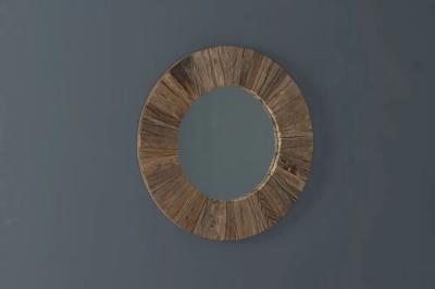 Clearance Railway Sleeper Round Wall Mirror 60cm X 60cm