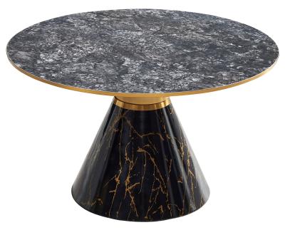 Funnel Black Ceramic Round Coffee Table With Gold Trim