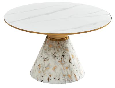 Funnel White Ceramic Round Coffee Table With White And Gold Trim