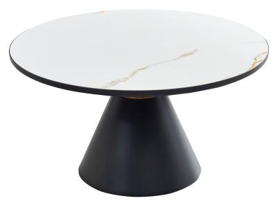 Product photograph of Funnel White Ceramic Round Coffee Table With Dark Grey Base And Gold Trim from Choice Furniture Superstore