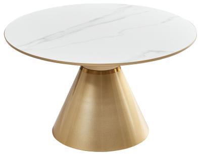 Funnel White Ceramic Round Coffee Table With Gold Trim