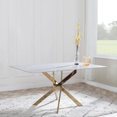 Product photograph of Chopstick Grey Glass 6 Seater Dining Table With Gold Metal Chopstick Legs from Choice Furniture Superstore