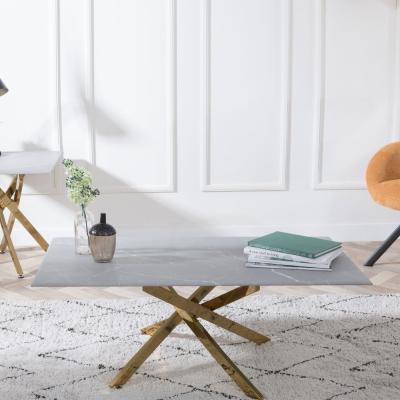 Product photograph of Chopstick Grey Glass Coffee Table With Gold Metal Chopstick Legs from Choice Furniture Superstore