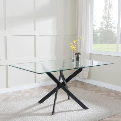 Product photograph of Chopstick Clear Glass 6 Seater Dining Table With Black Metal Chopstick Legs from Choice Furniture Superstore