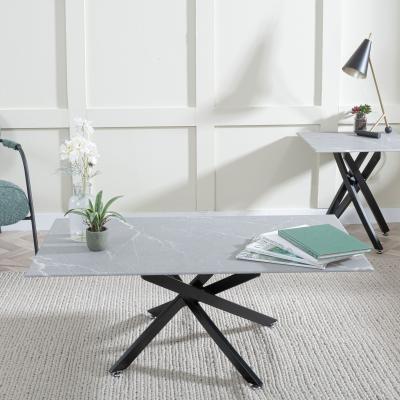 Product photograph of Chopstick Grey Glass Coffee Table With Black Metal Chopstick Legs from Choice Furniture Superstore