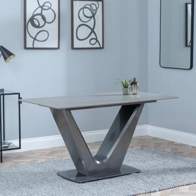 Product photograph of Camilla 140cm Grey Ceramic Dining Table With V Base from Choice Furniture Superstore