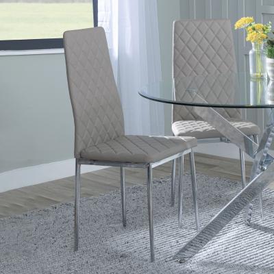 Product photograph of Set Of 2 Metro Dining Chairs In Beige Colour Leather And Chrome Metal Legs from Choice Furniture Superstore